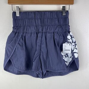 Free People The Way‎ Home Shorts Logo Print Purple High Rise Size XS New Tags